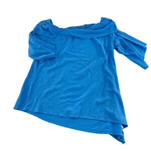 Free People Blue Off-Shoulder Cotton‎ Top M